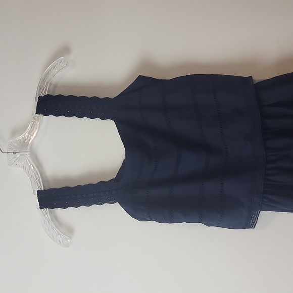 ROMEO + JULIET COUTURE Navy Blue Lace Peekabo Back Midi Dress - Picture 7 of 16